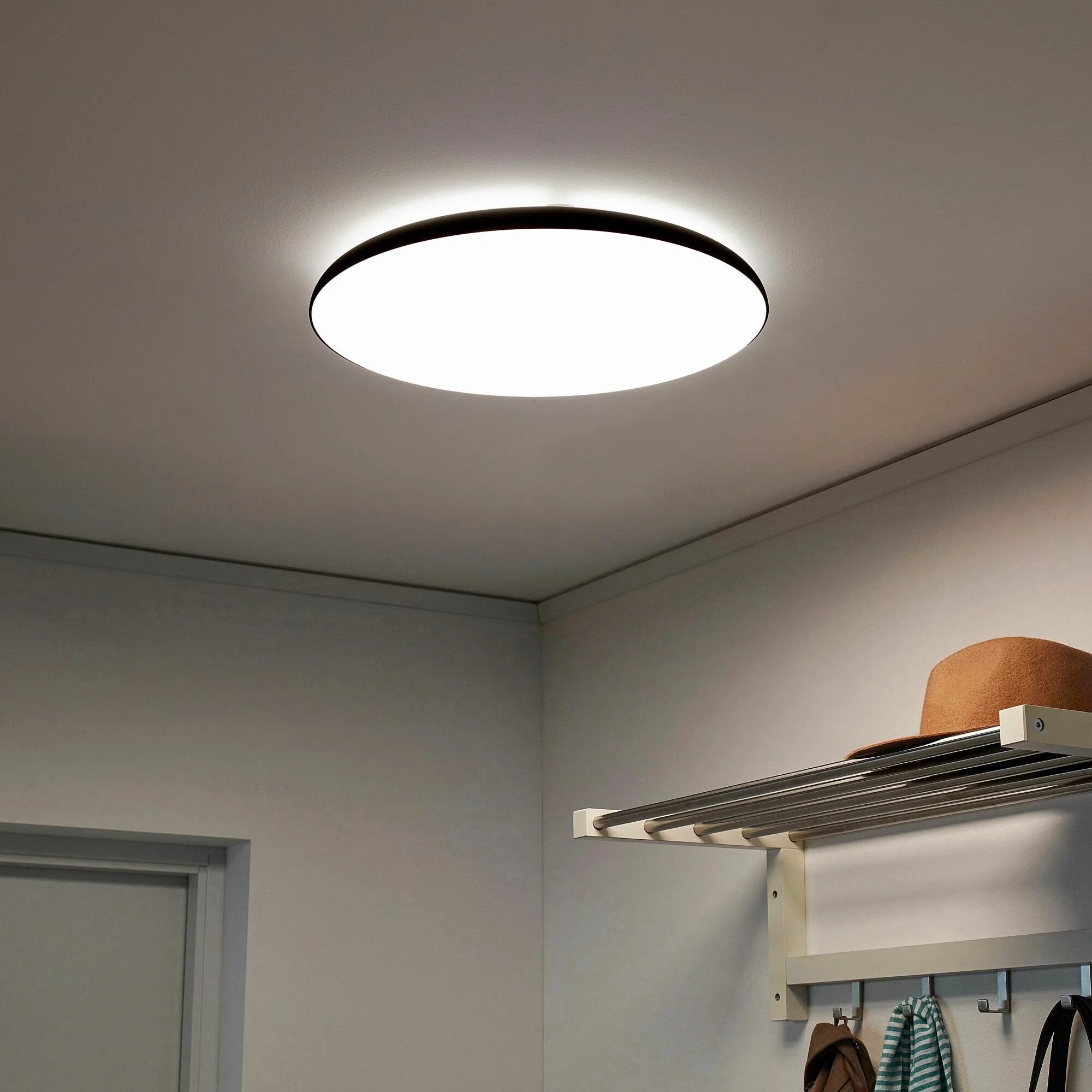 Плафоны на потолки фото NYMÅNE LED ceiling lamp, anthracite - IKEA Ikea ceiling light, Bathroom ceiling 