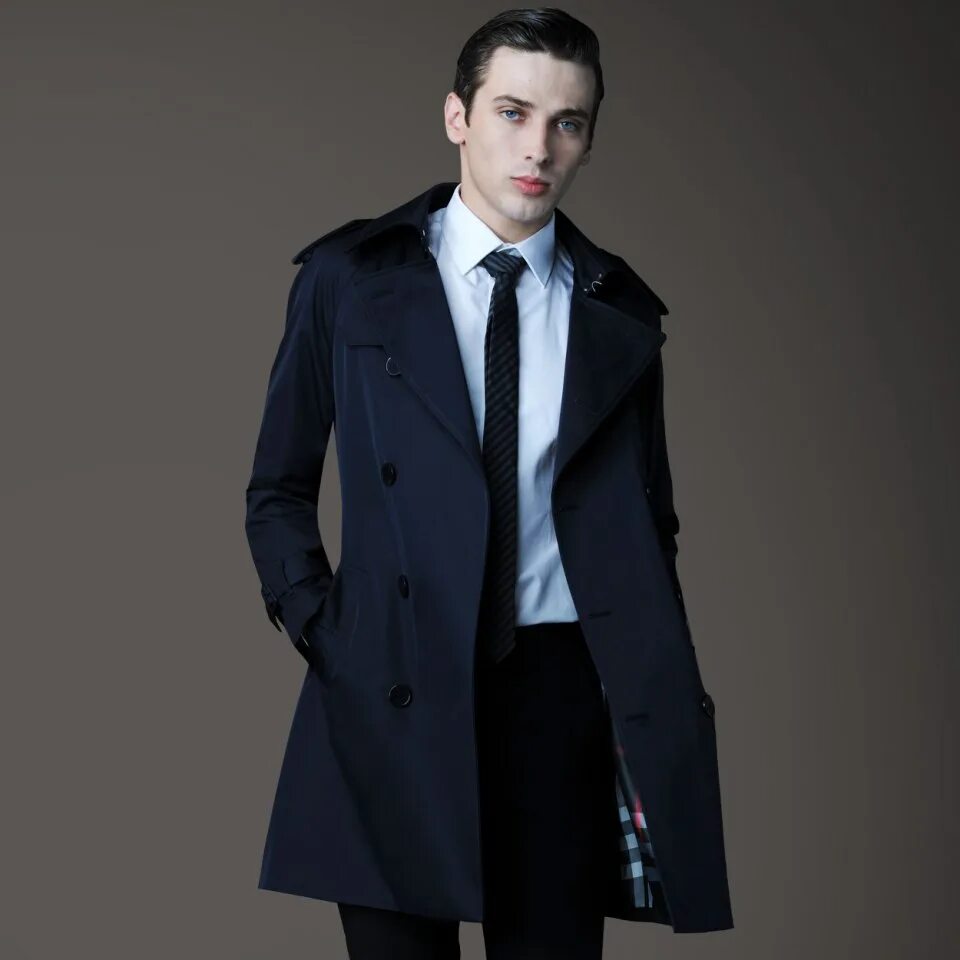 Плащ мужской деловой стиль Классический мужской плащ (87 фото)