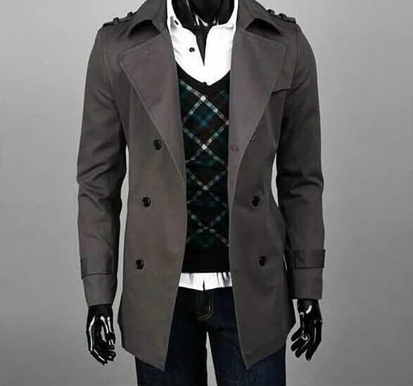 Плащ мужской какой в моде Teenage Slim Sexy Trench Coat Men Fashion Wine Red Mens Big And Tall Medium-long