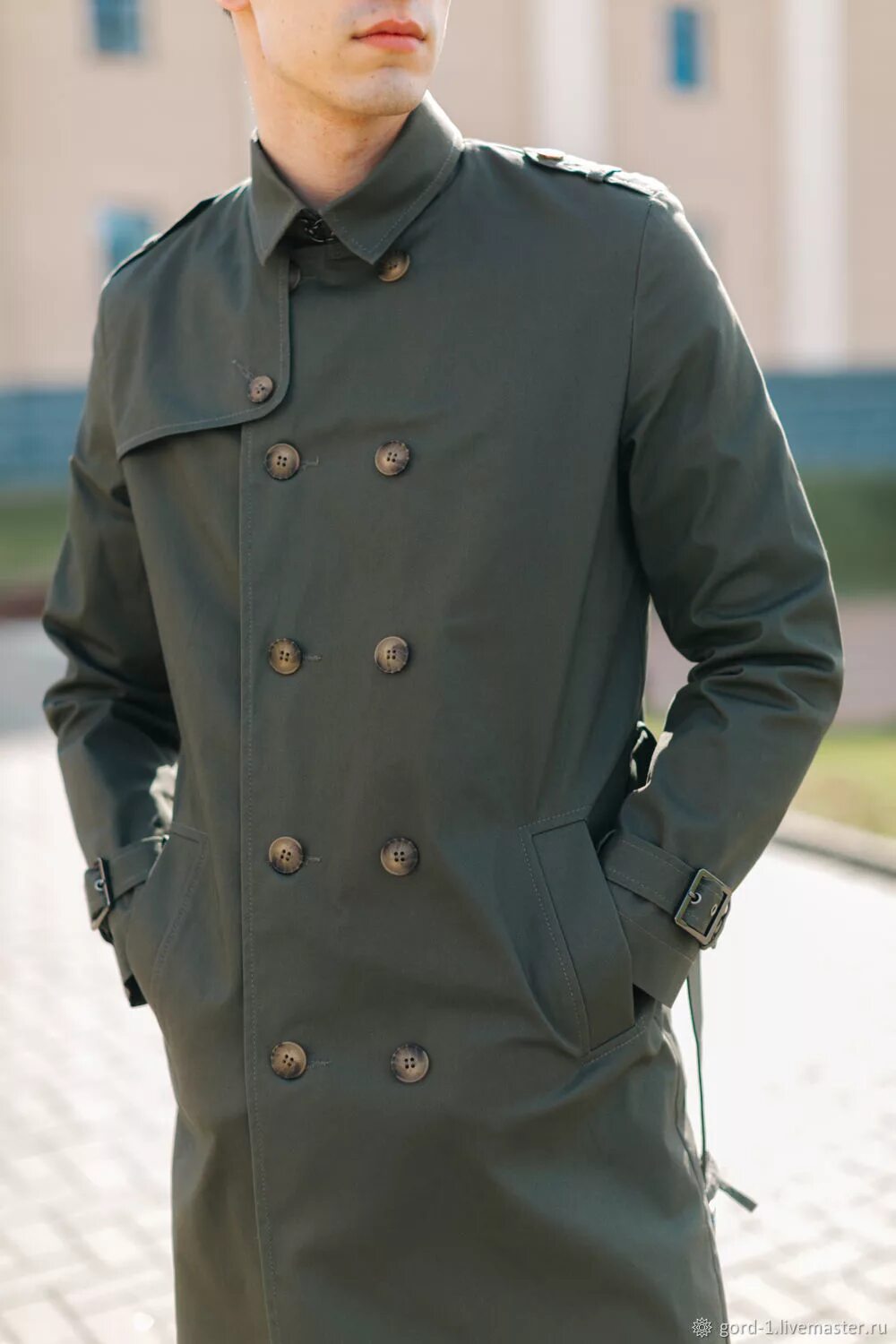 Плащ мужской в стиле милитари Мужской плащ Тренч мод. 1 (исп. 2) хакки в интернет-магазине Ярмарка Мастеров по