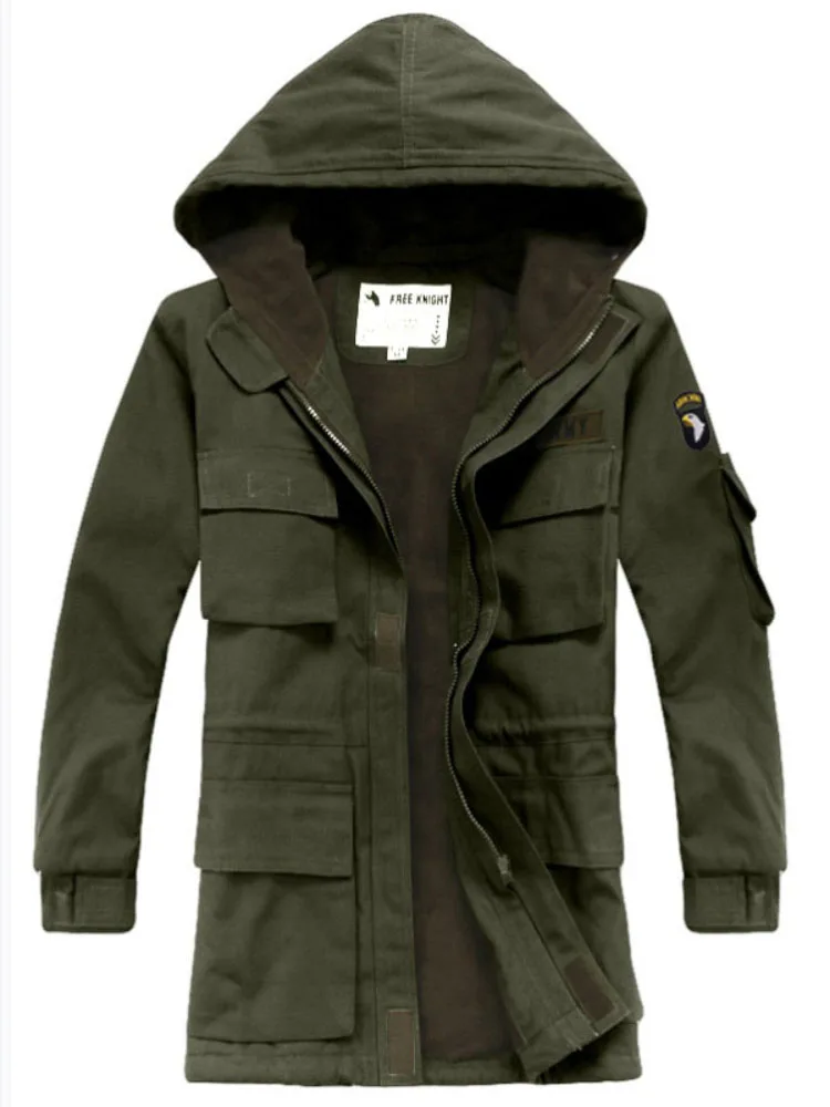 Плащ мужской в стиле милитари Осенне-зимняя уличная куртка-бомбер Ma1 в стиле милитари с капюшоном и воротнико
