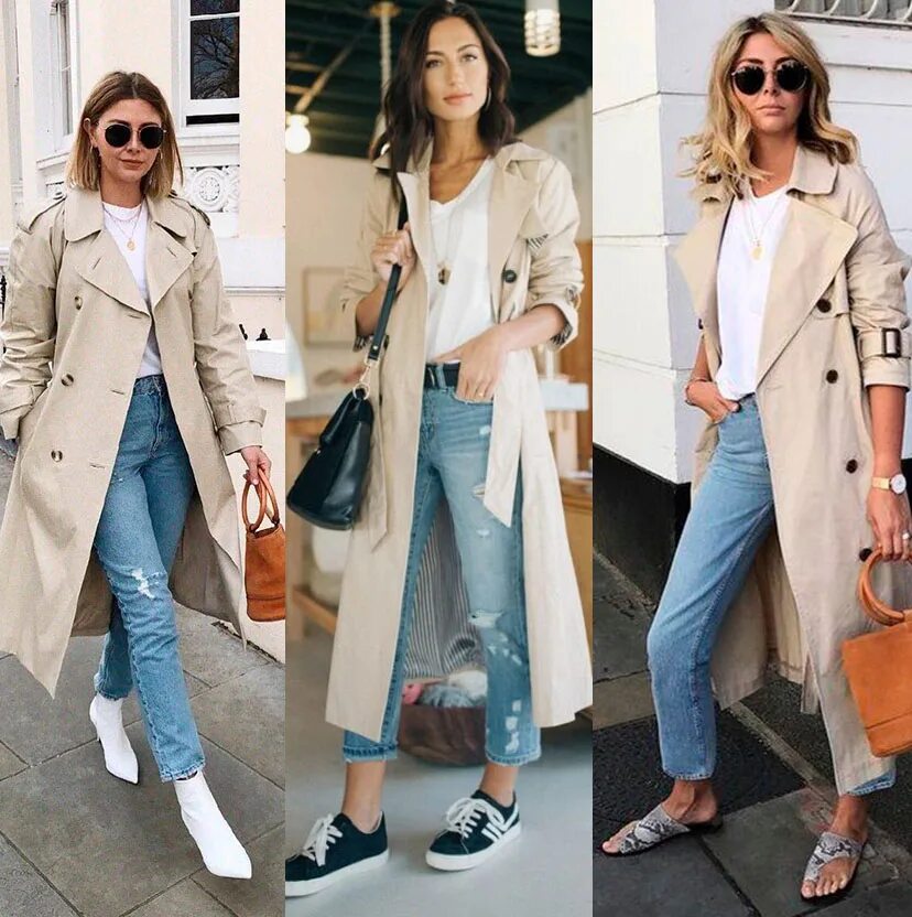 Плащ с джинсами и кроссовками фото женщины С чем носить бежевый тренч? Смотрите ФОТО! Дамский журнал