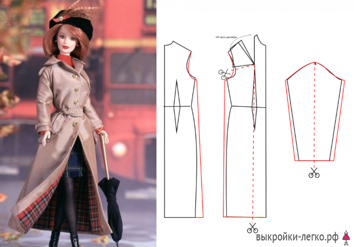 Плащ с капюшоном для куклы выкройка Выкройки одежды для кукол Шить просто - Выкройки-Легко.рф