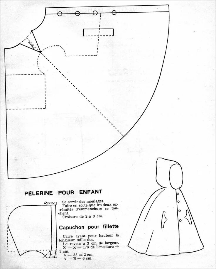Плащ с капюшоном для куклы выкройка the 1950s- 1951 kid's hooded cloak