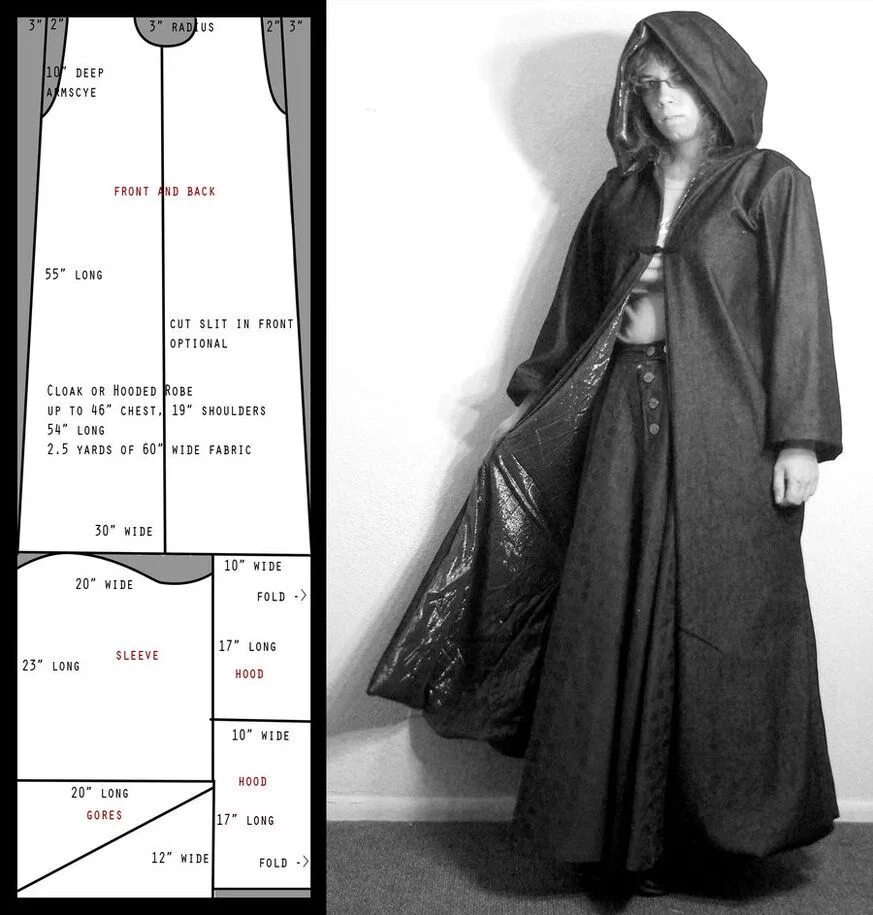 Плащ с капюшоном мужской выкройка Buy cloak pattern with sleeves cheap online