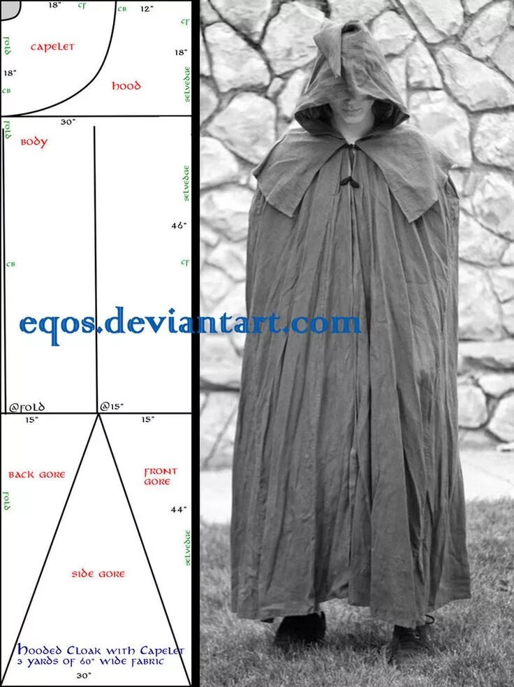 Плащ с капюшоном мужской выкройка Totally want to make this? Cloak, Cloak pattern, Clothing patterns