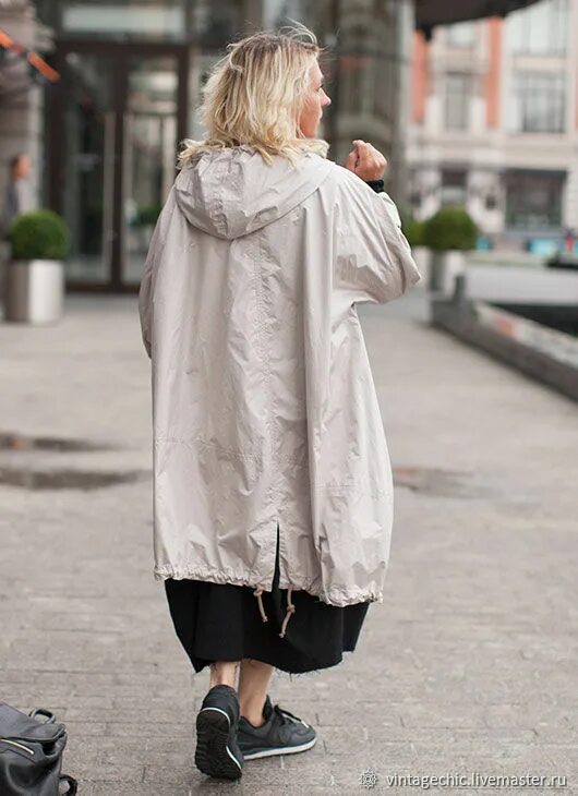 Плащ в стиле бохо женский Плащ серо-бежевый с капюшоном art.240a в интернет-магазине Ярмарка Мастеров по ц