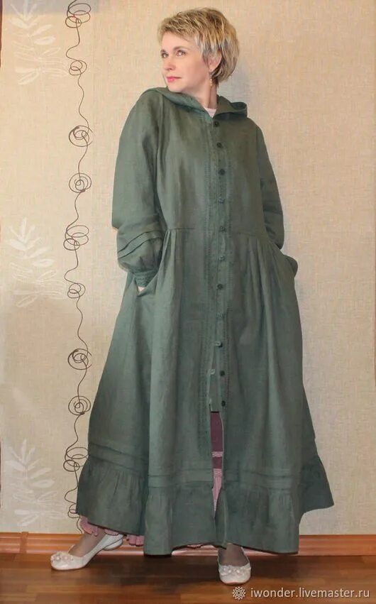 Плащ в стиле бохо женский Бохо-пальто "Винтажная хвоя" - заказать на Ярмарке Мастеров - LEIW8RU Плащи, Сан