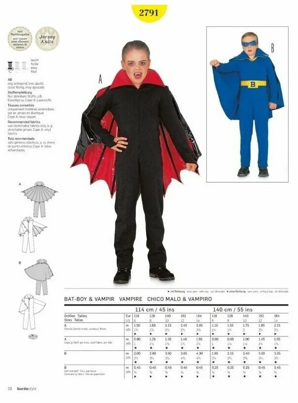 Плащ вампира выкройка своими руками Выкройка Burda 2791-Бэтмен + Вампир - купить в интернет-магазине по низкой цене 