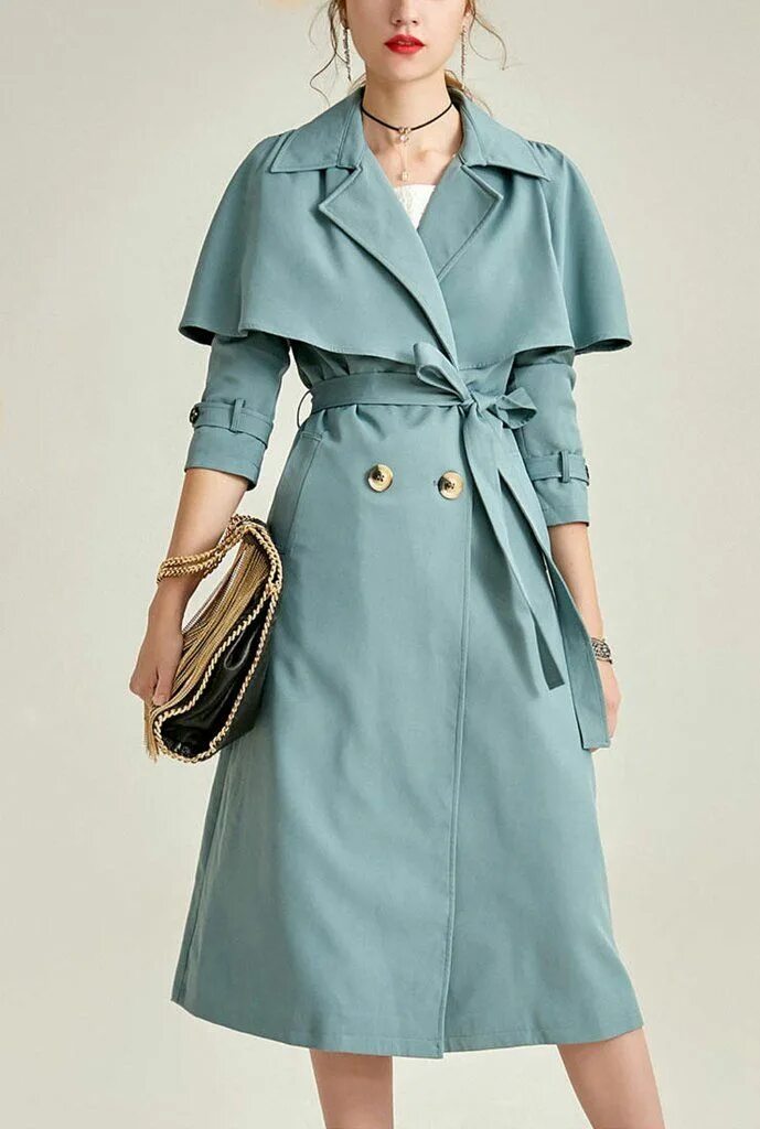Плащ женский тренд Women Belted Waist Cape Trench Coat Trench coat, Coat, Leather trench coat