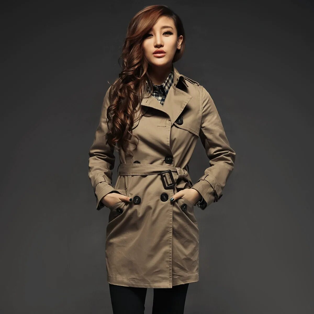 Плащи женские 2024 осень фото Купить женский плащ Метров может быть шелк Грейс женская новая продукция осень д