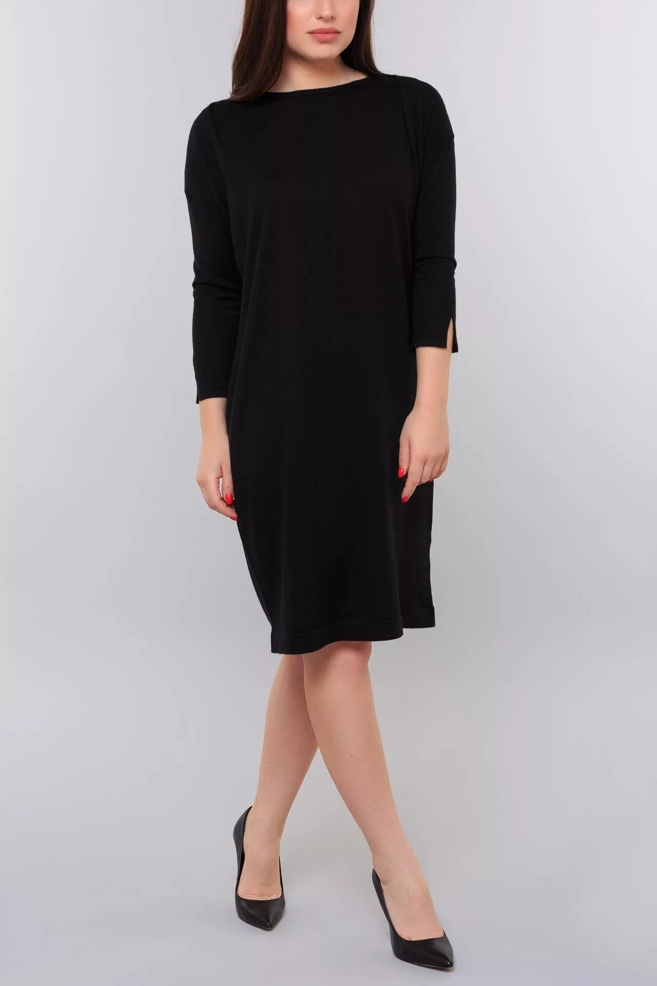 Платье черное прямое фото Черное платье прямого кроя купить с быстрой доставкой KHAN Cashmere 108925