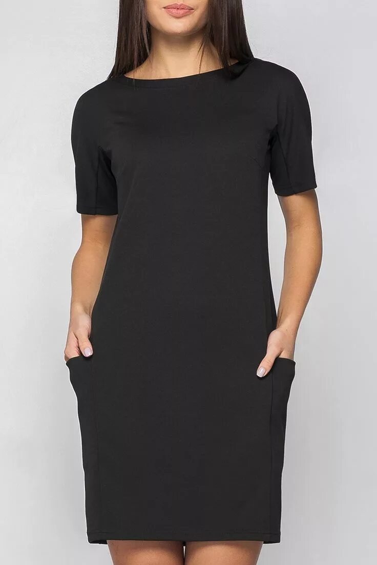 Платье черное прямое фото Чёрное платье-футляр с карманами - http://fas.st/1d6mP Дневные платья, Платье че