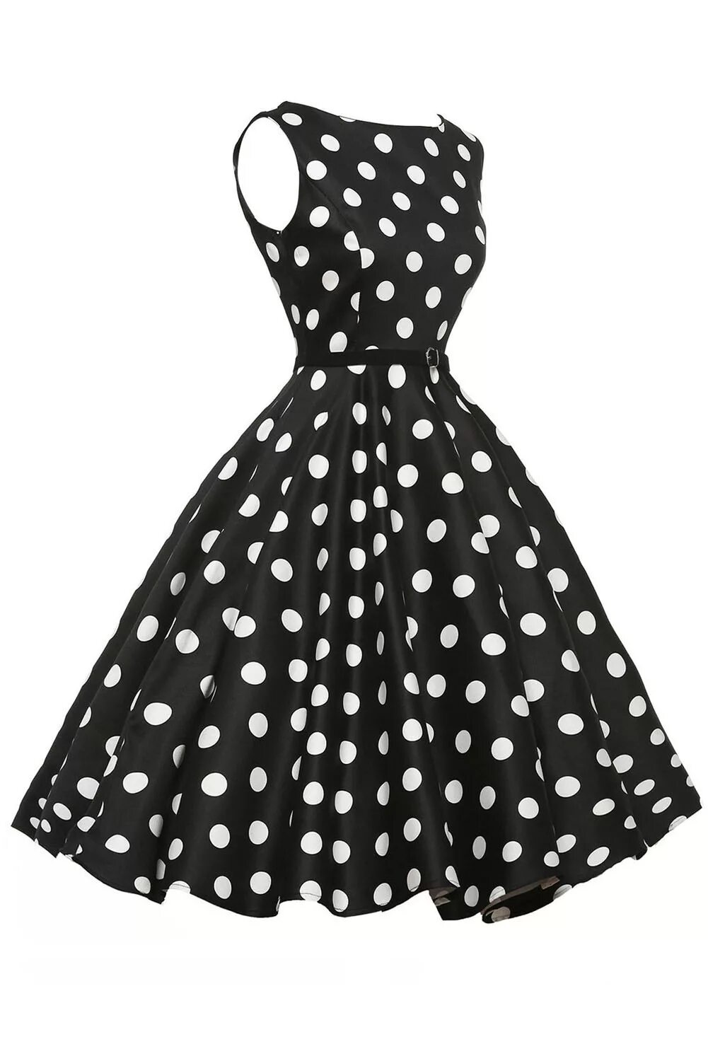 Платье черное в белый горошек фото Черное в белый горошек винтажное платье с пышной юбкой арт. 30062 интернет-магаз