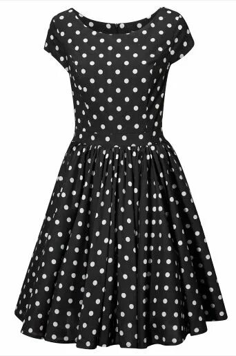 Платье черное в белый горошек фото Pilkullinen fiftarimekko Fashion, Beautiful dresses, Short sleeve dresses