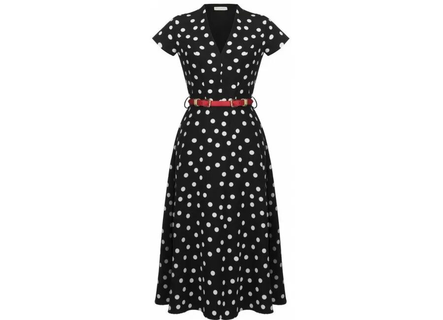 Платье черное в белый горошек фото Черное Платье Миди В Горох - Platya-tut.ru