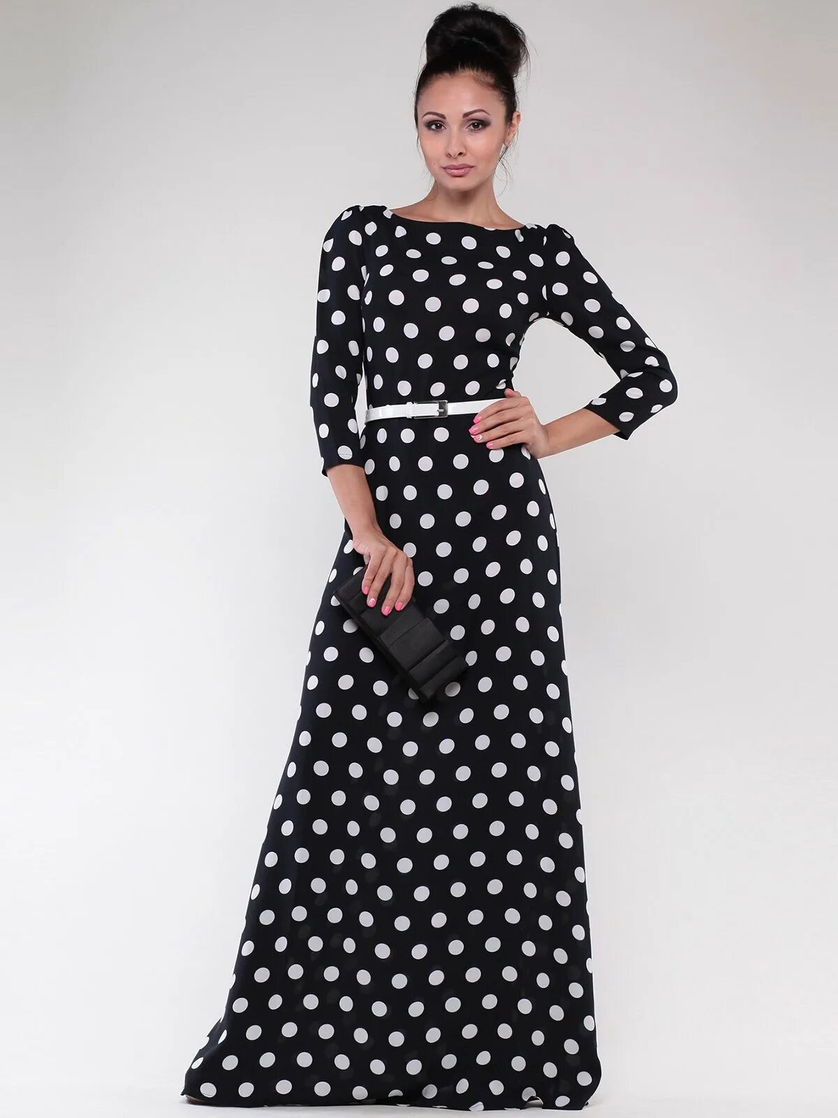 Платье черное в белый горошек фото Маникюр к черному платью в горошек (фотографии) - atlasdress.ru
