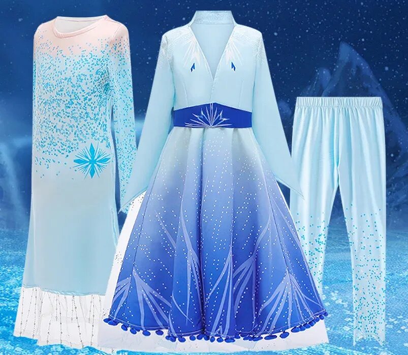 Платье эльзы из холодного сердца фото Goedkope 3-8 Jaar Cosplay Party 2 Stuks Bevroren 2 Prinses Elsa Anna Carnaval Ju