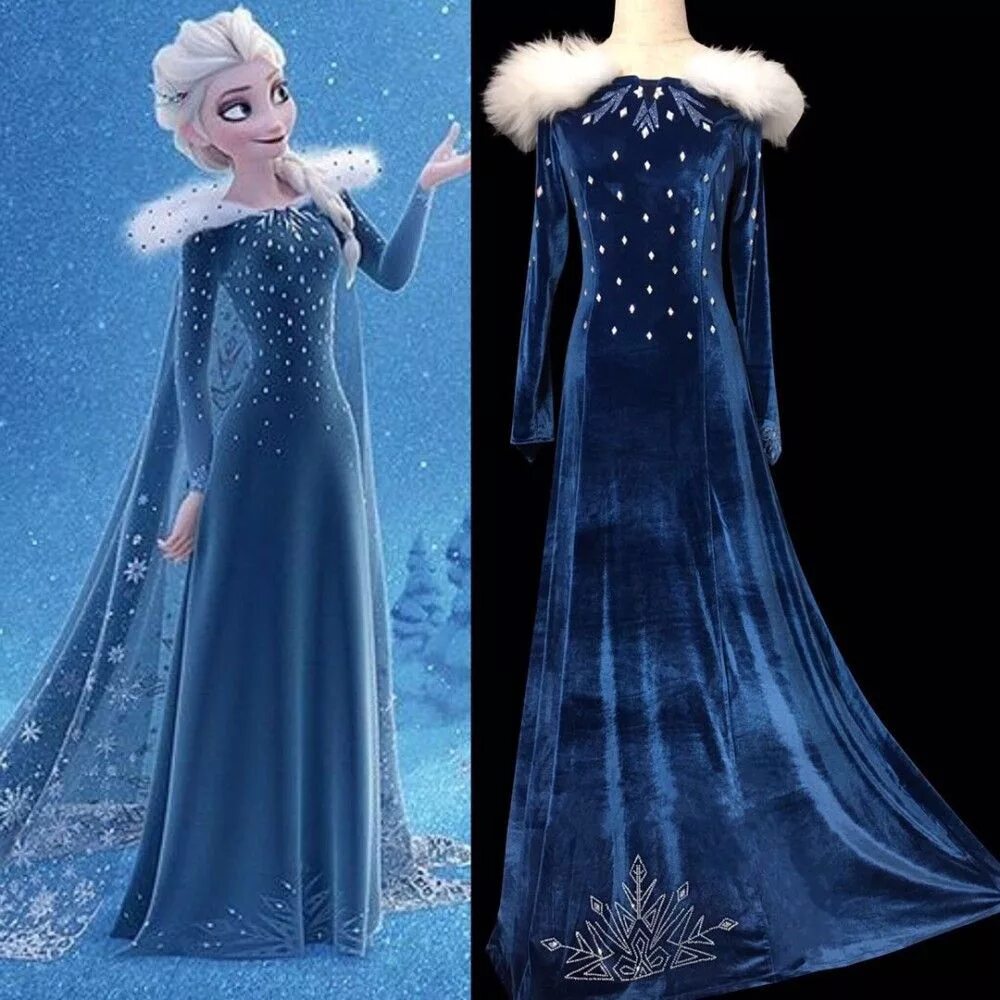 Платье эльзы из холодного сердца фото R998 OLAF'S FROZEN ADVENTURE Elsa dress with rhinestone on the bottom of the dre