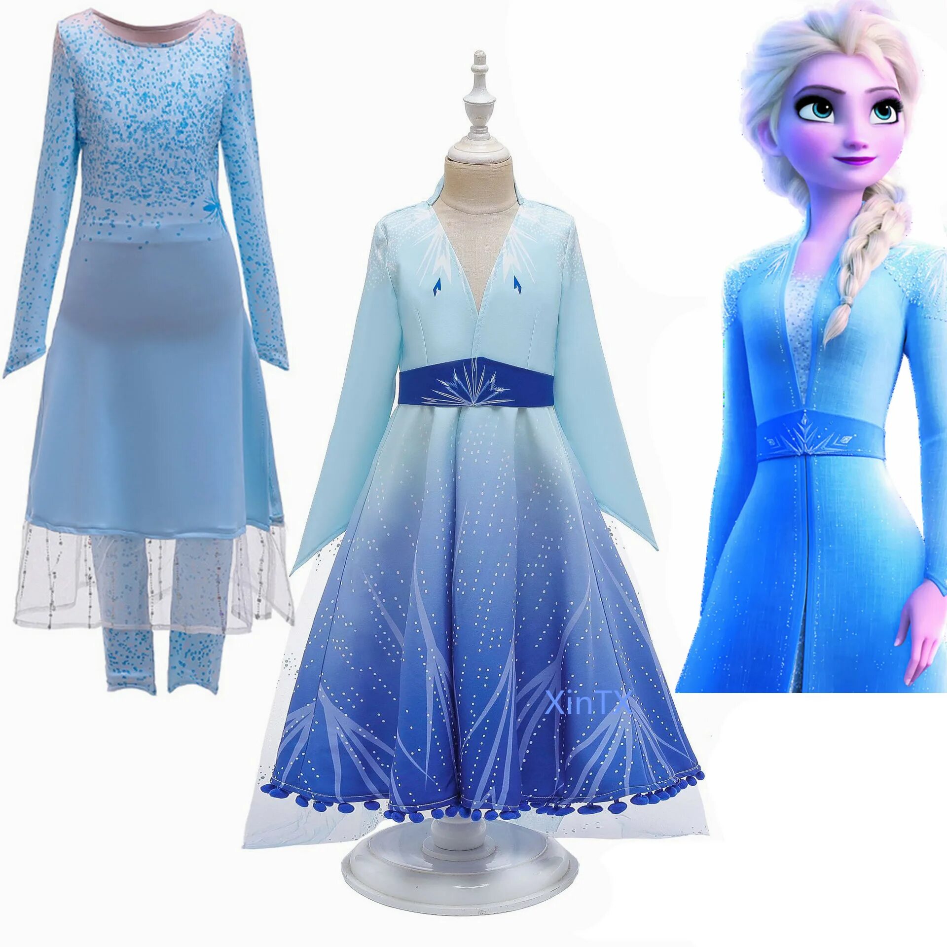 Платье эльзы из холодного сердца фото NEW Arrival!Snow Queen Elsa Dress Elsa Princess Cosplay Costume Dress for Girls 