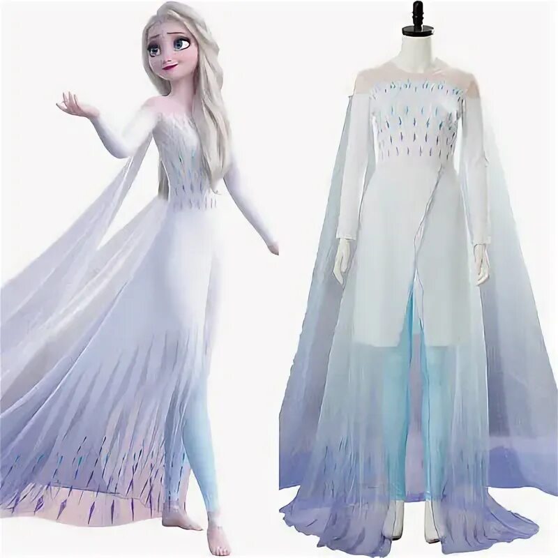 Платье эльзы из холодного сердца фото Ice Gown Queen Elsa Ahtohallan Cave Dress Cosplay Costume Halloween Suit eBay