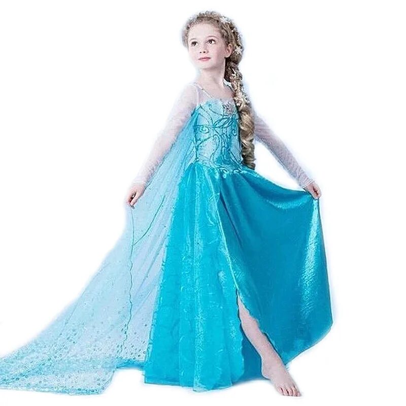 Платье эльзы из холодного сердца фото Princess Girl Dress kids Baby Girl Dress Children Clothing fever anna elsa dress