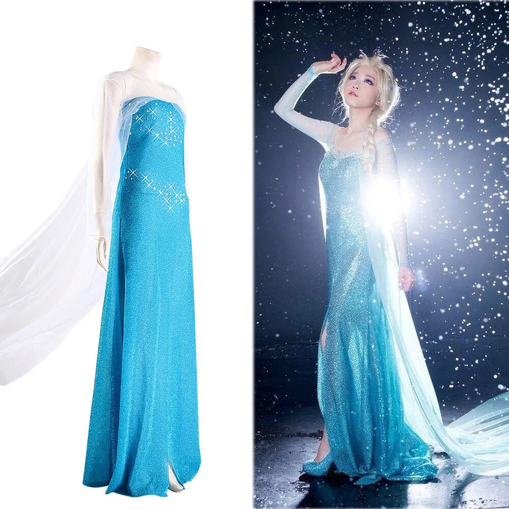 Платье эльзы из холодного сердца фото Купить синий bling, замороженные Эльза Королева карнавальные фантазии платье Эль