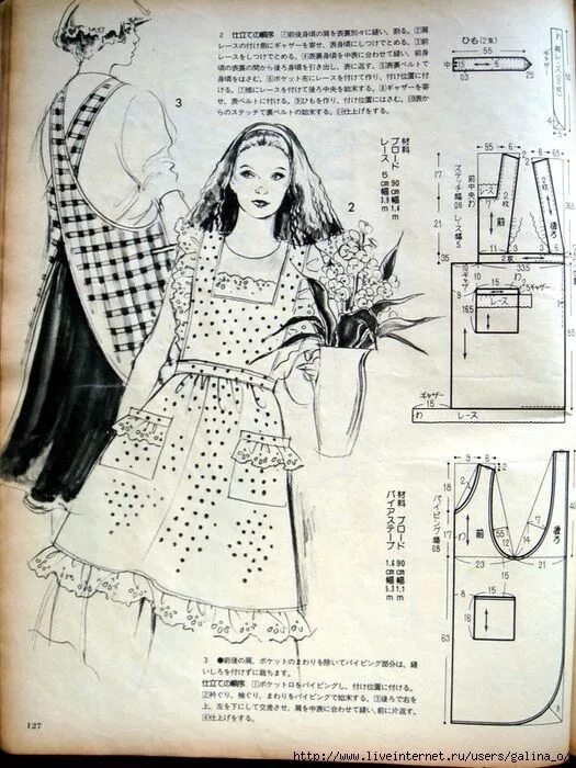 Платье фартук выкройка Винтажные фартуки, Фартук, Выкройки фартуков