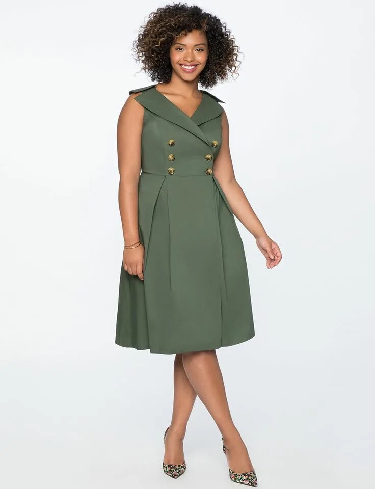 Платье фигура груша фото Eloquii Fit And Flare Trench Dress - 16