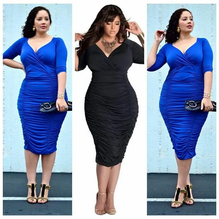 Платье фигура груша фото Plus Size Pure Color Drape Wrap Knee-length Dress Bodycon dress parties, Bandage