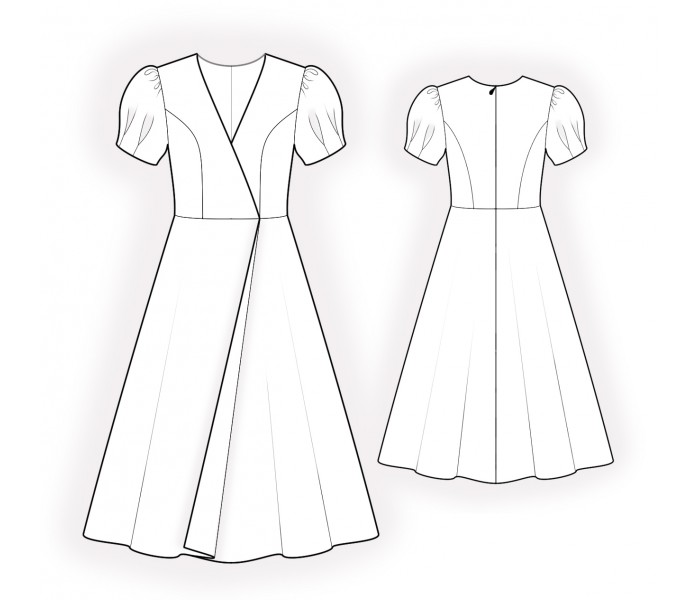 Платье фонарик выкройки Dress With Wrap - Sewing Pattern #2074. Made-to-measure sewing pattern from Leka