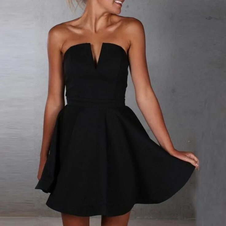 Платье фото Dressywomen offers high quality A-Line Strapless Satin Little Black Dress, Only 
