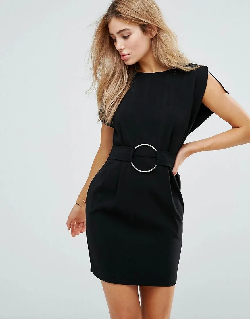 Платье фото ASOS Split Cap Sleeve Mini Dress with Modern Ring Belt - ShopperBoard