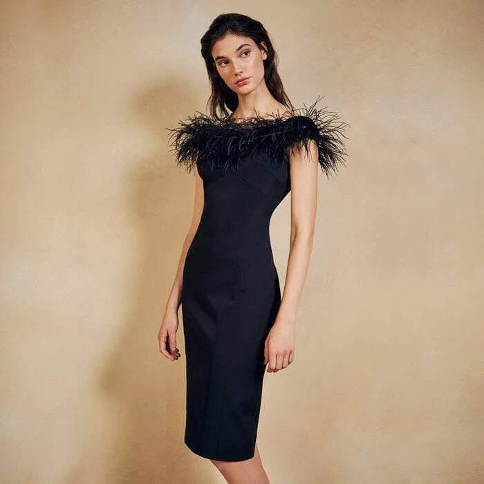 Платье фото в домашних условиях Coast Holly Feather Bardot Cocktail Dress, Black - SALE Wedding Guest Cocktail d