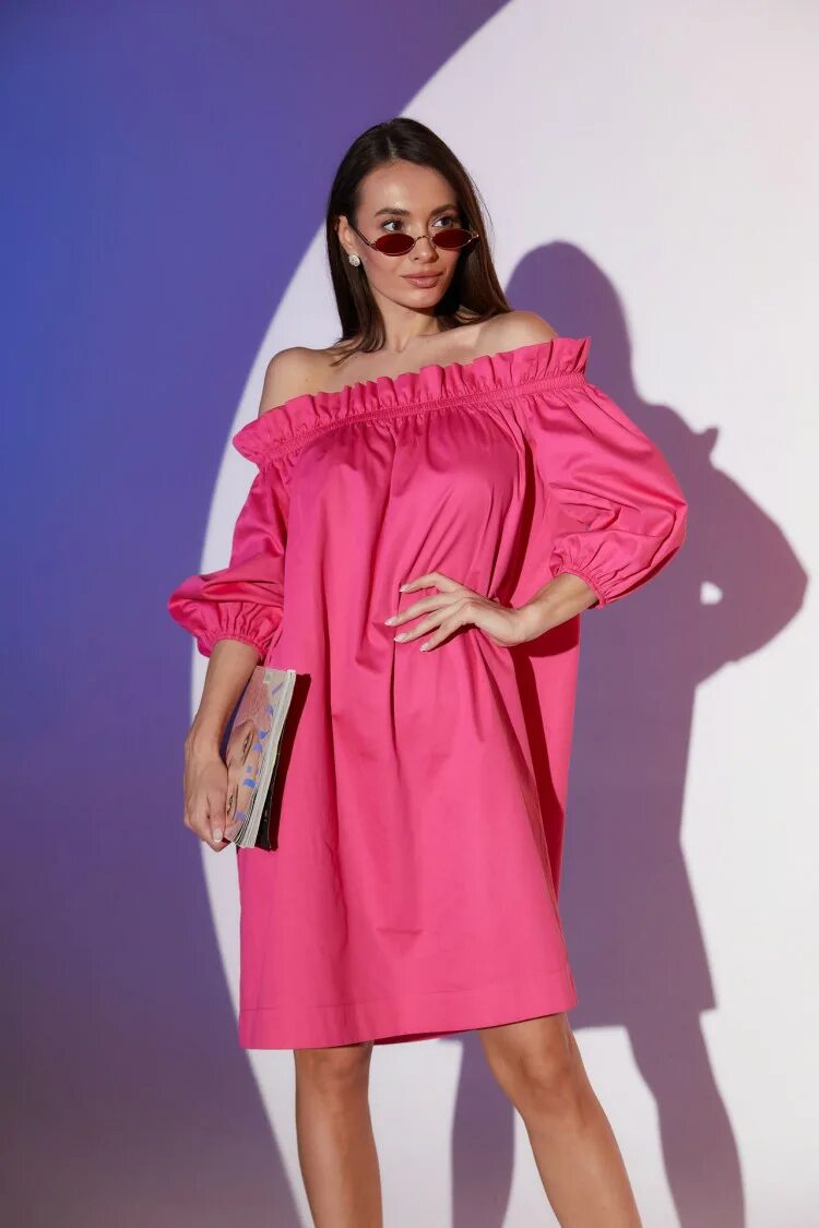 Платье фуксия фото 11256-40 фуксия платье купить оптом classik-t.ru