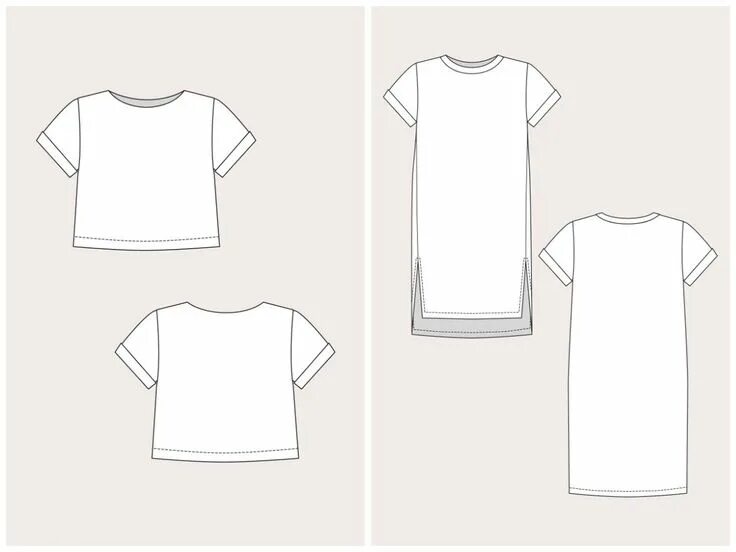 Платье футболка выкройка Named Clothing 06-061 Inari Tee Dress & Crop Tee Downloadable Pattern Top sewing