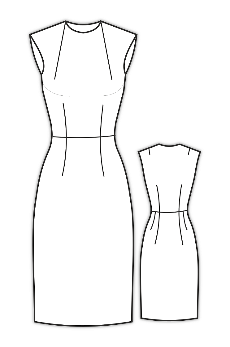 Платье футляр без выкройки Классическая БК платья отрезного по талии без рукавов
