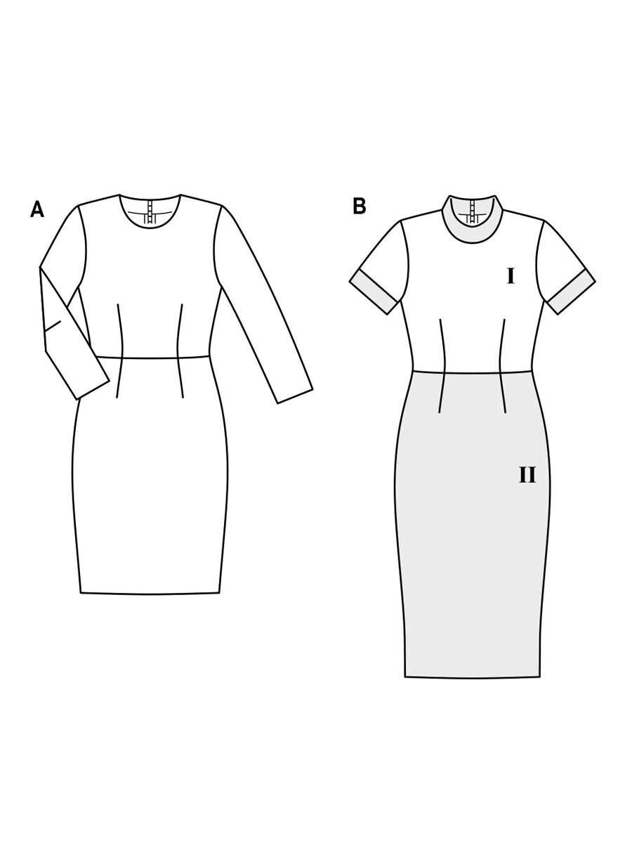 Платье футляр скачать бесплатную выкройку Викрійка Платье-футляр отрезное по талии - купити в інтернет-магазині викрійок Б
