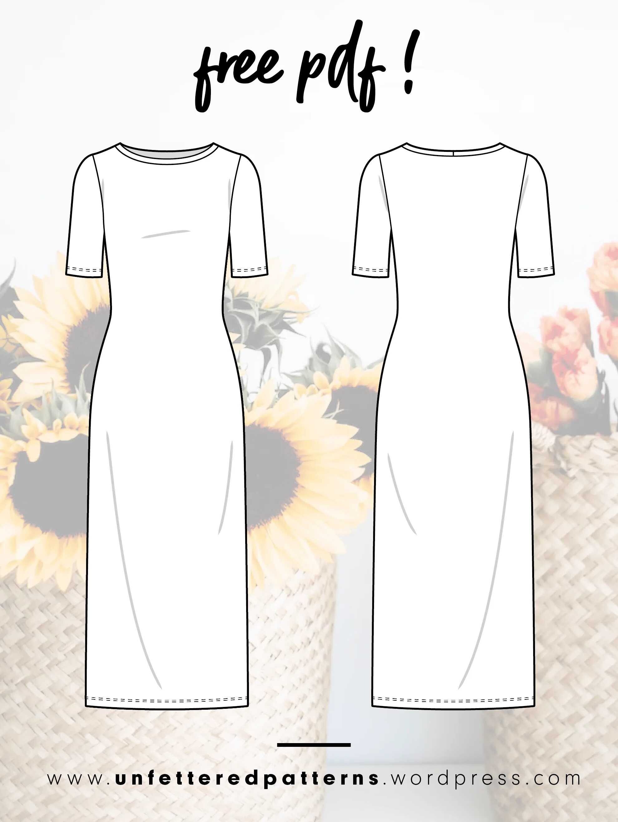 Платье футляр скачать бесплатную выкройку Relaxed midi dress - Free sewing pattern download PDF #UP1007 Dress sewing patte