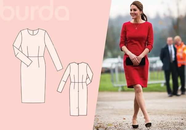 Платье футляр выкройка бурда Dress as Kate Middleton by Burda In order to repeat the image of the Duchess of 