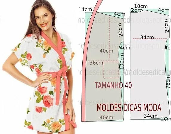 Платье халат с запахом выкройка Восемь простых выкроек домашних халатов Moldes de roupas gratis, Moldes de roupa