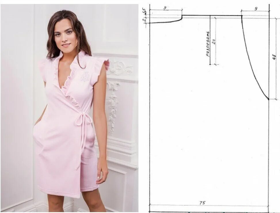 Платье халат с запахом выкройка Выкройки, по которым сшить халат сможет начинающая швея Шитье & DIY Дзен