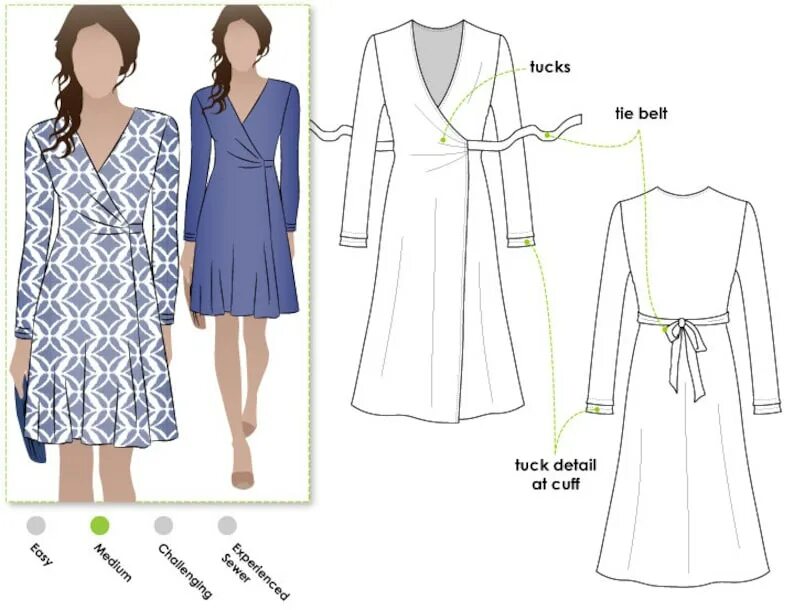 Платье халат с запахом выкройка PRINTSHOP PDF PATTERN Kate Dress Sizes 6 8 & 10 Wrap Etsy