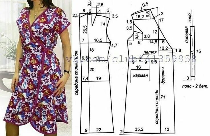 Платье халат с запахом выкройка Одноклассники Одежда, Туника узор, Выкройки женской одежды