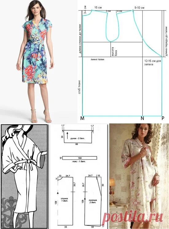 Платье халат с запахом выкройка Выкройка халата с запахом LS Шитье Постила
