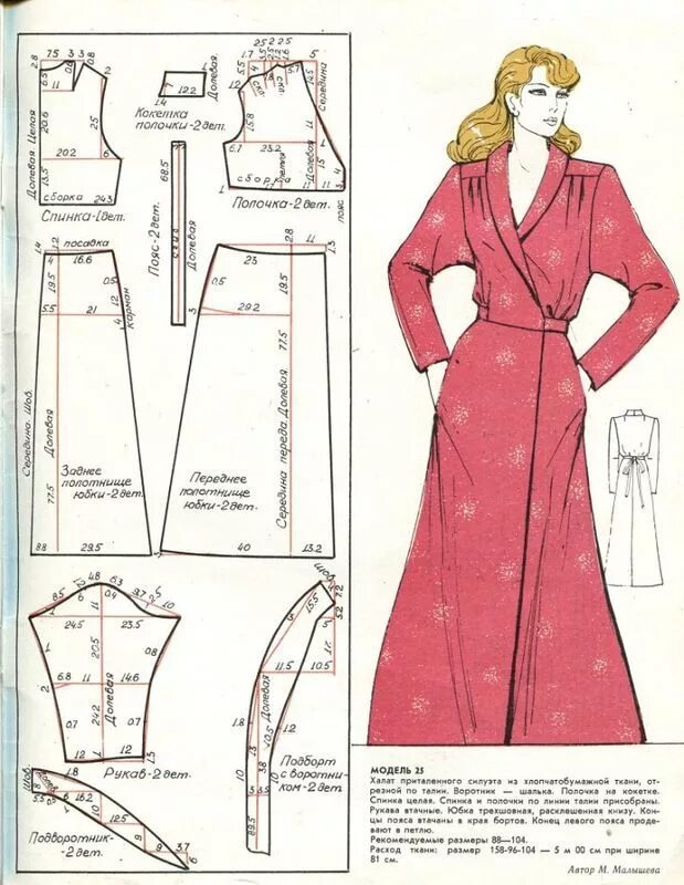 Платье халат выкройка купить Фото из альбома "Я шью сама 3 * 1980" на Яндекс.Диске Fashion sewing, How to mak