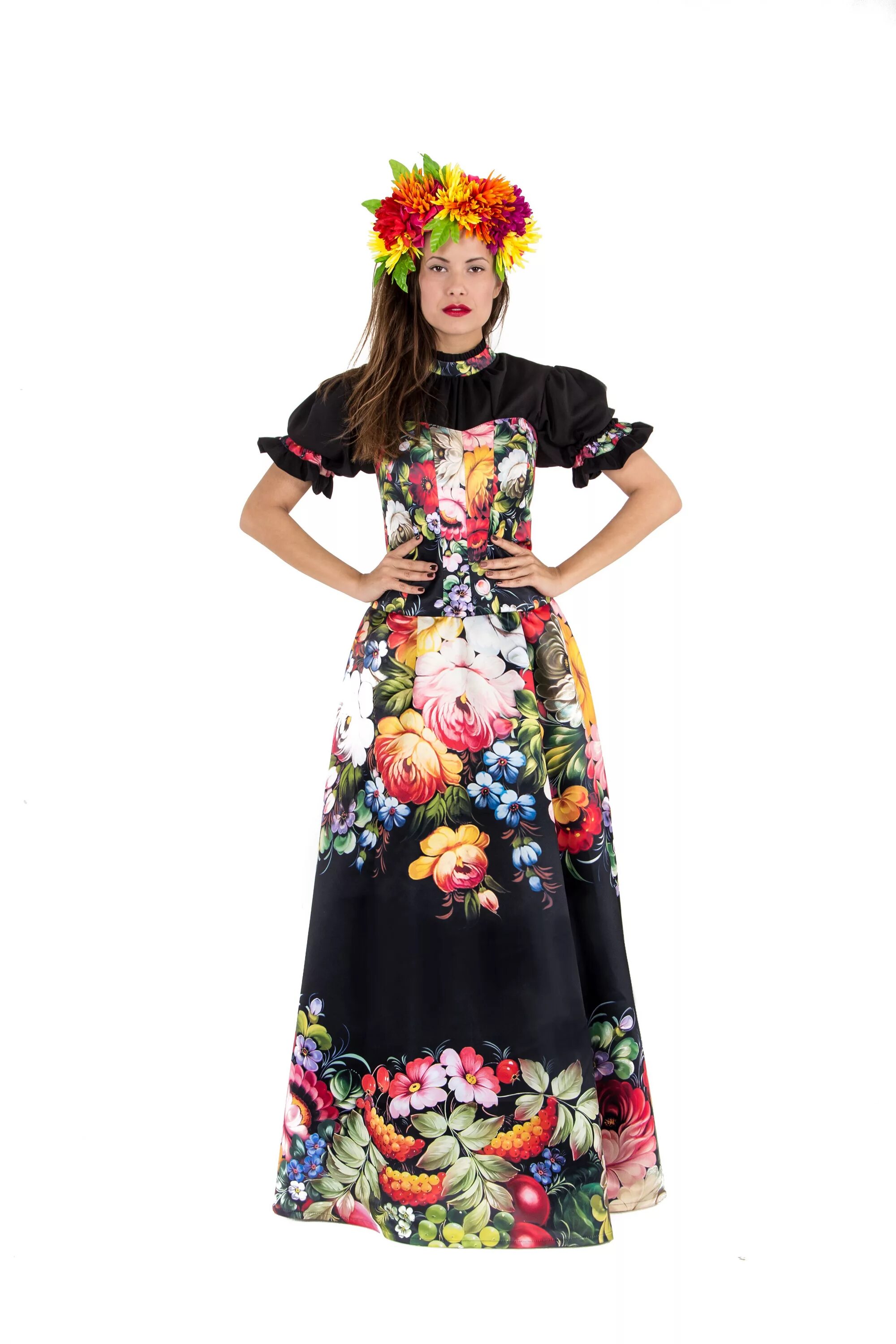 Платье хохлома женское в стиле Платье под роспись от Натальи Пестовой Модные стили, Платья, Наряды