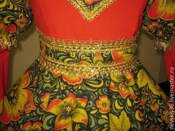 Платье хохлома женское в стиле Платье Хохлома X1 - заказать на Ярмарке Мастеров - 883YRRU Костюмы, Воронеж