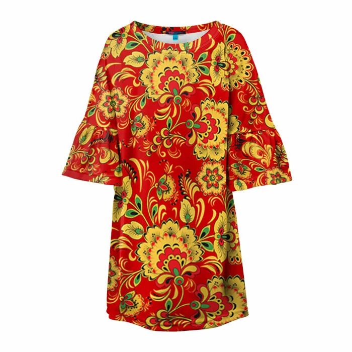 Платье хохлома женское в стиле Детское платье 3D Хохлома ❤ - купить по выгодной цене на "Все Футболки.Ру" Принт