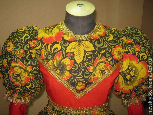 Платье хохлома женское в стиле Платье Хохлома X1 - заказать на Ярмарке Мастеров - 883YRRU Костюмы, Воронеж